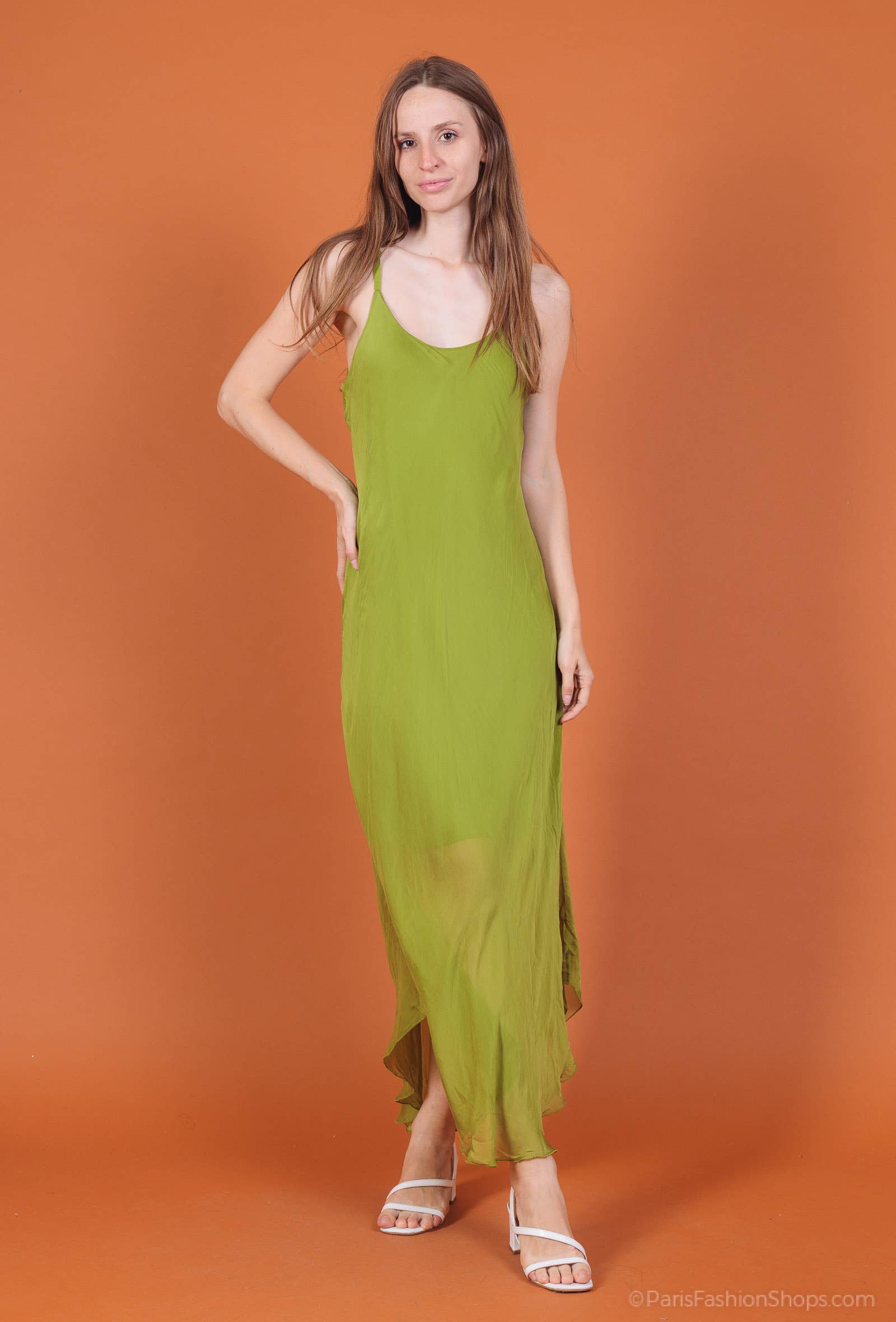 Bias-cut silk dress