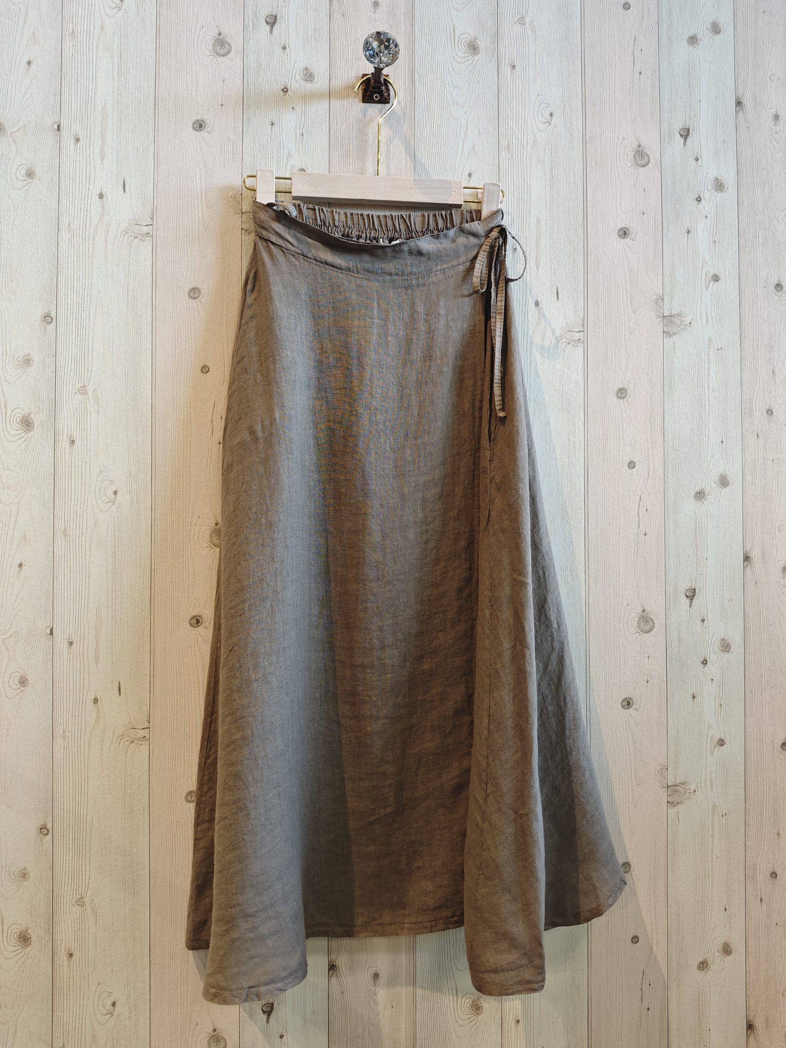 100% TIE LINEN SKIRT