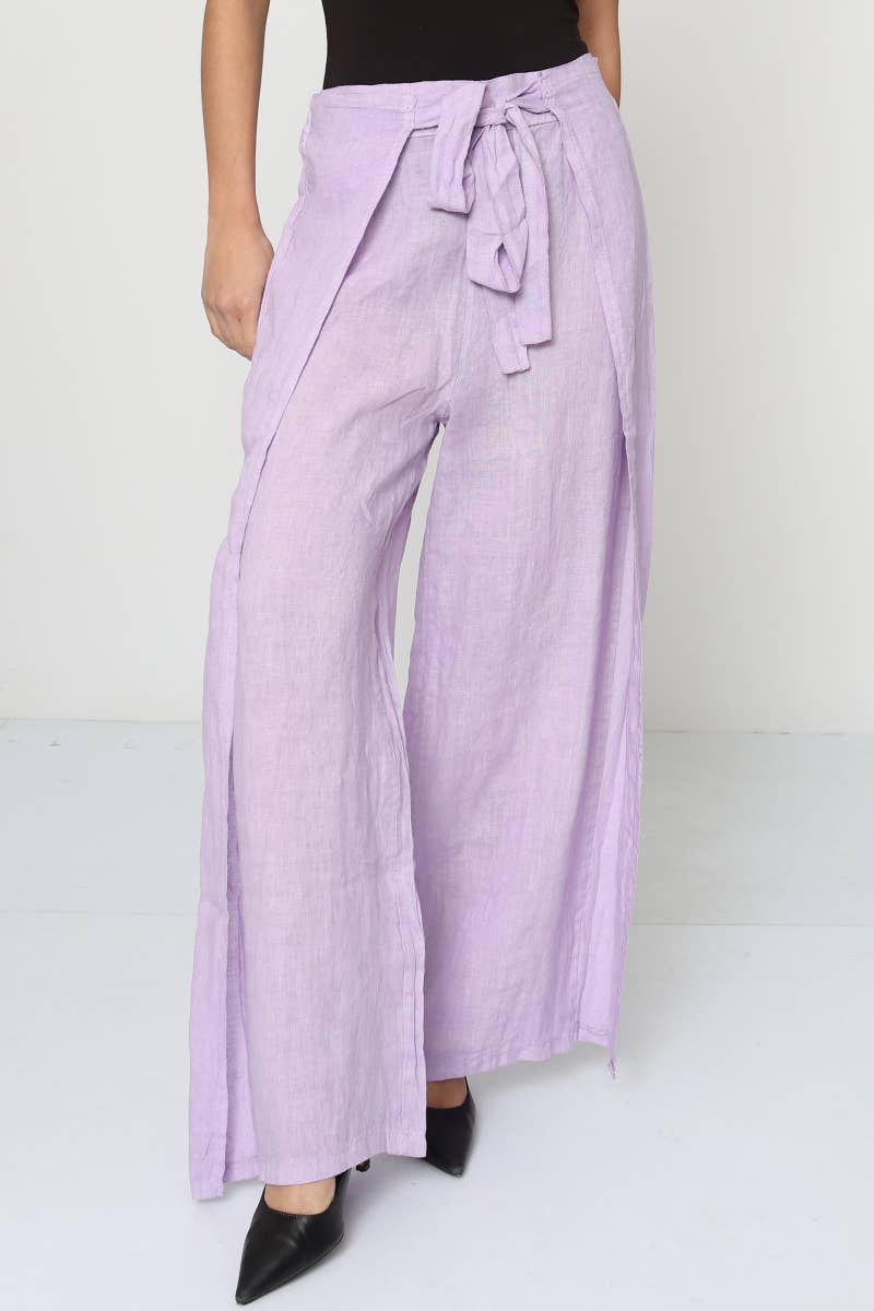 Front Tie Linen Pants