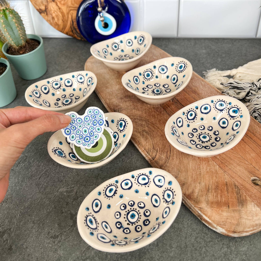 Evil Eye Pinch Bowls, Handmade Bowls