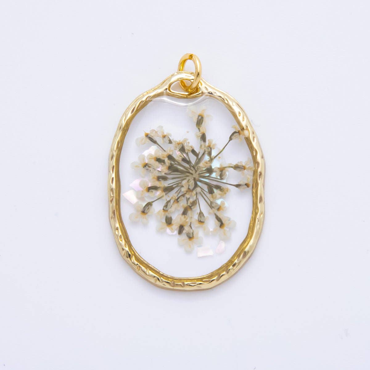 18K GF Oval Resin Wildflower