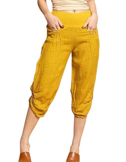100% LINEN cropped pants