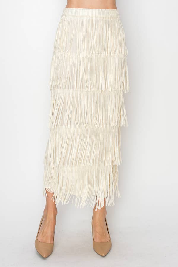 Layered Fringe Tiered Skirt
