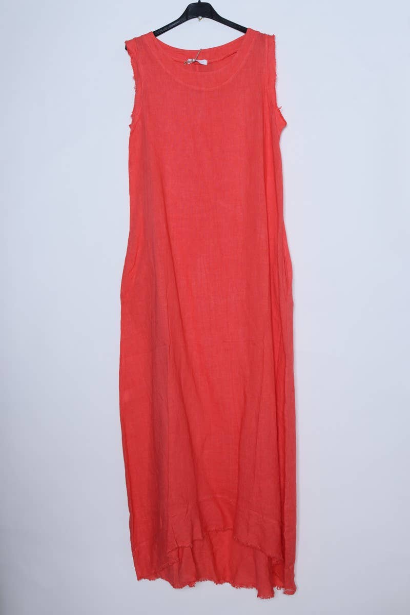 Sleeveless long dress 100% Linen