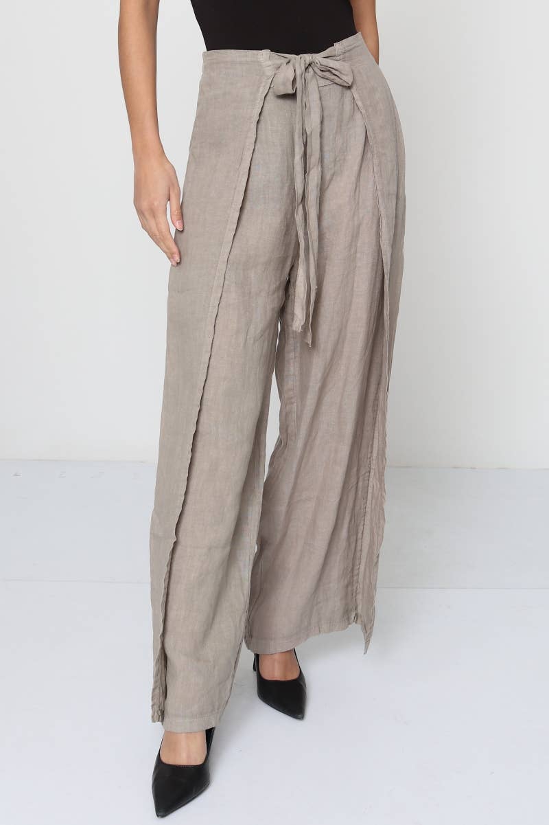 Front Tie Linen Pants