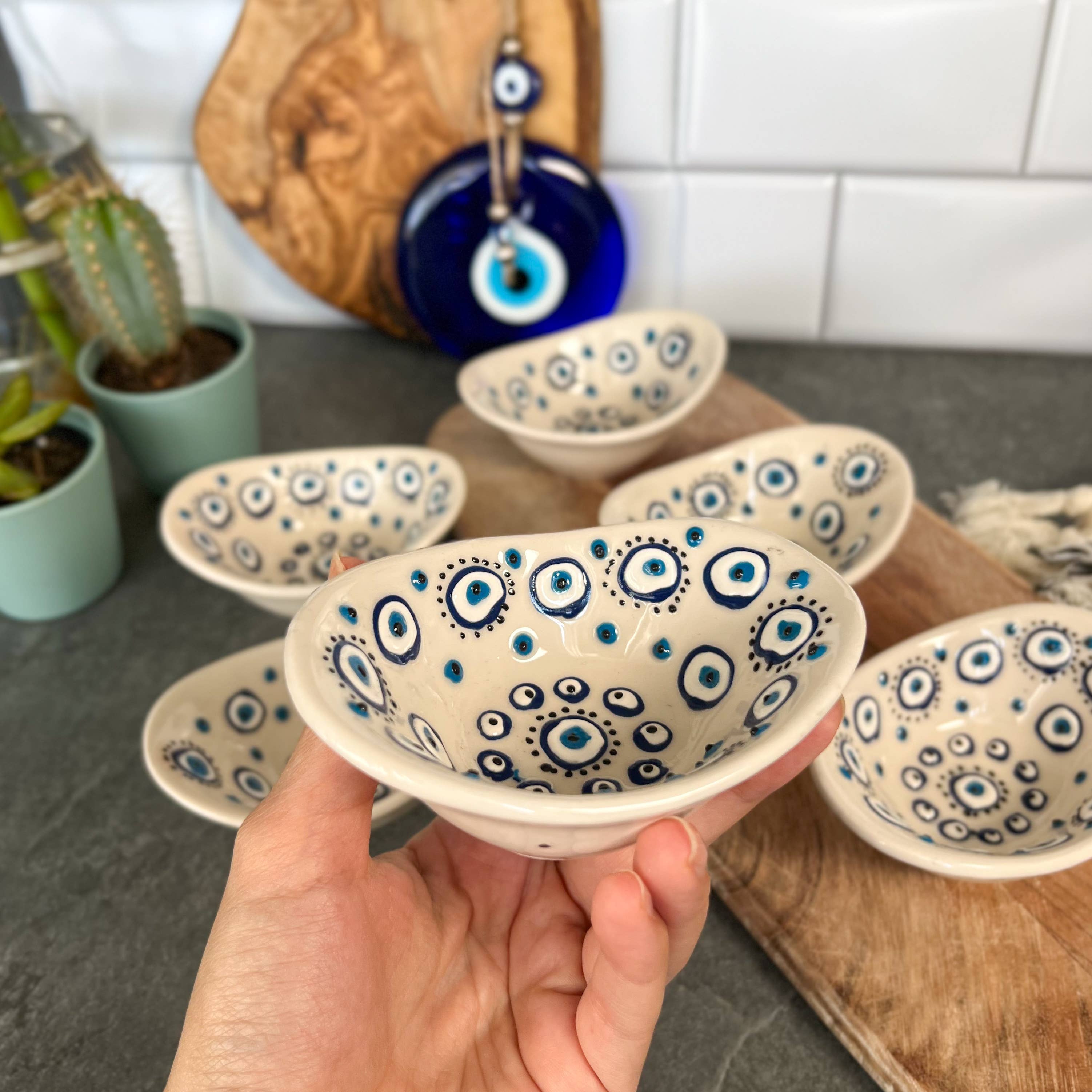 Evil Eye Pinch Bowls, Handmade Bowls