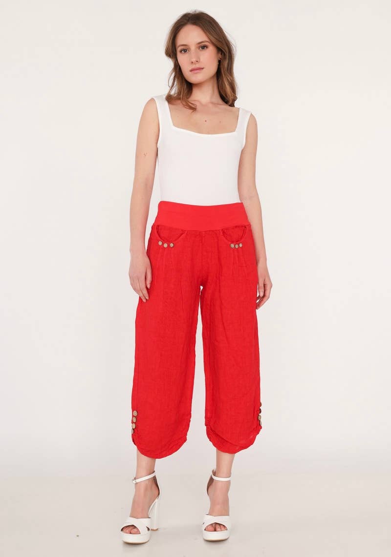100% LINEN cropped pants