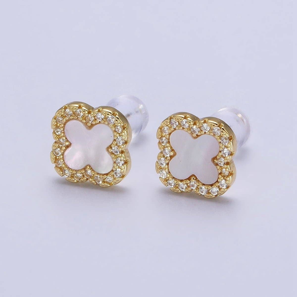 24K GF Pearl Clover Stud