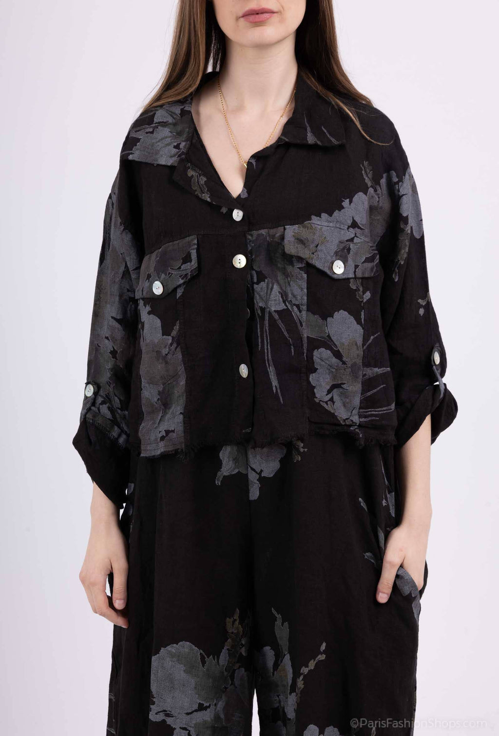 Floral linen jacket