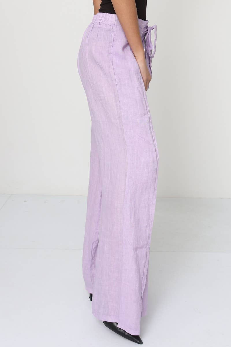 Front Tie Linen Pants