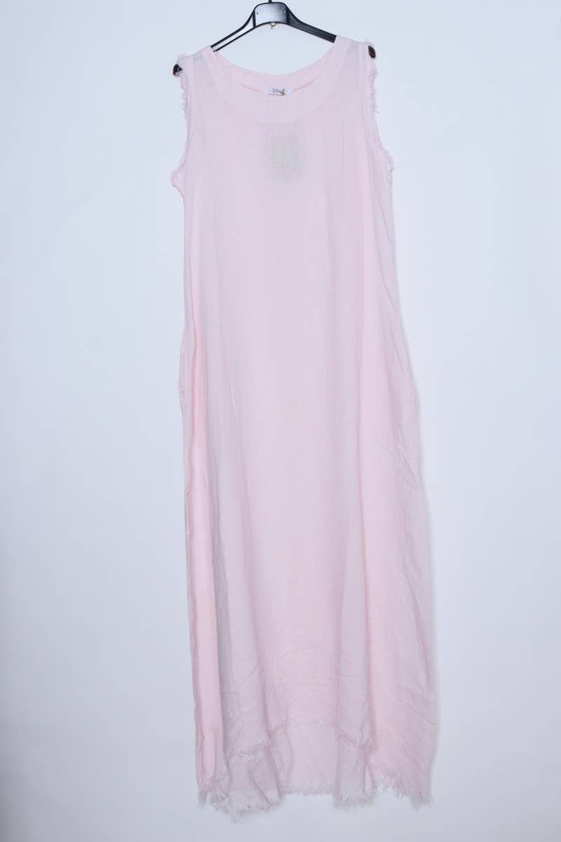 Sleeveless long dress 100% Linen