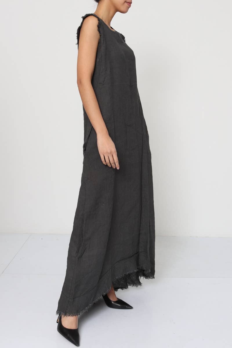 Sleeveless long dress 100% Linen