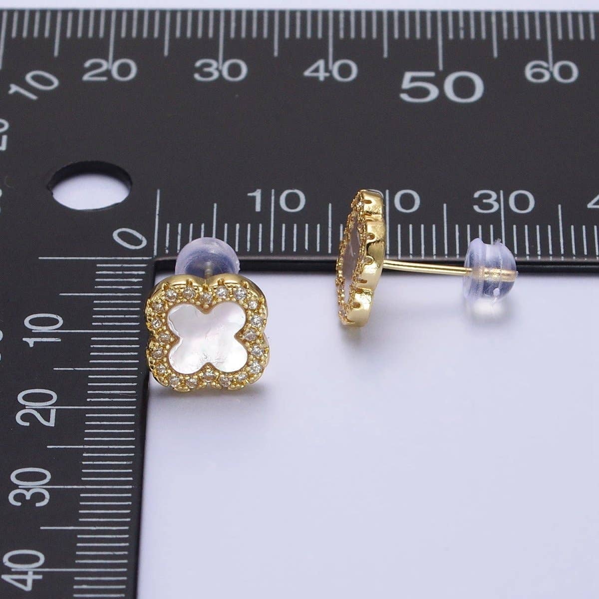 24K GF Pearl Clover Stud