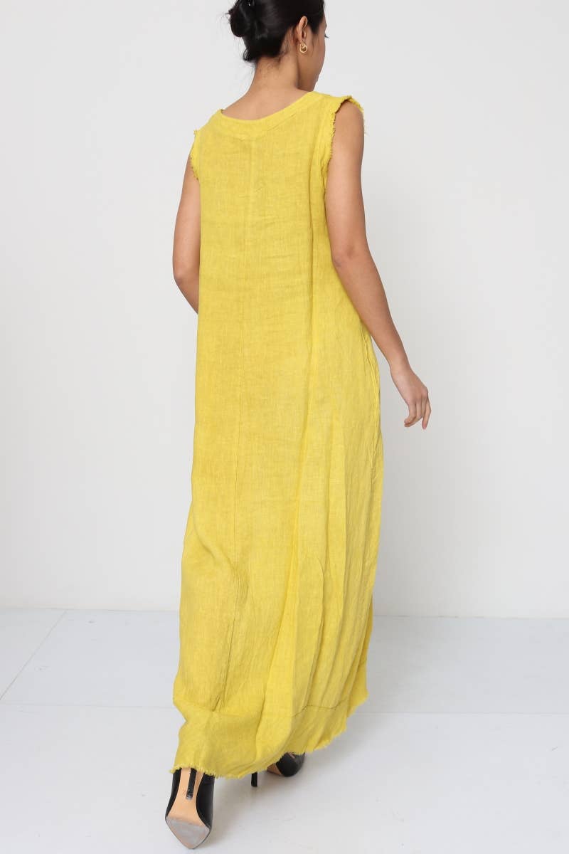 Sleeveless long dress 100% Linen