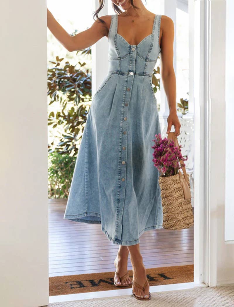 Buttoned Denim Dress