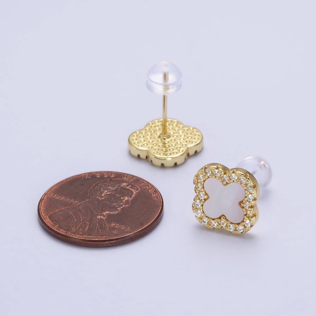 24K GF Pearl Clover Stud