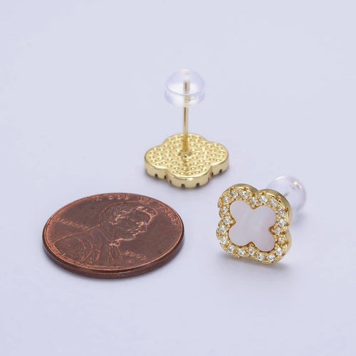 24K GF Pearl Clover Stud