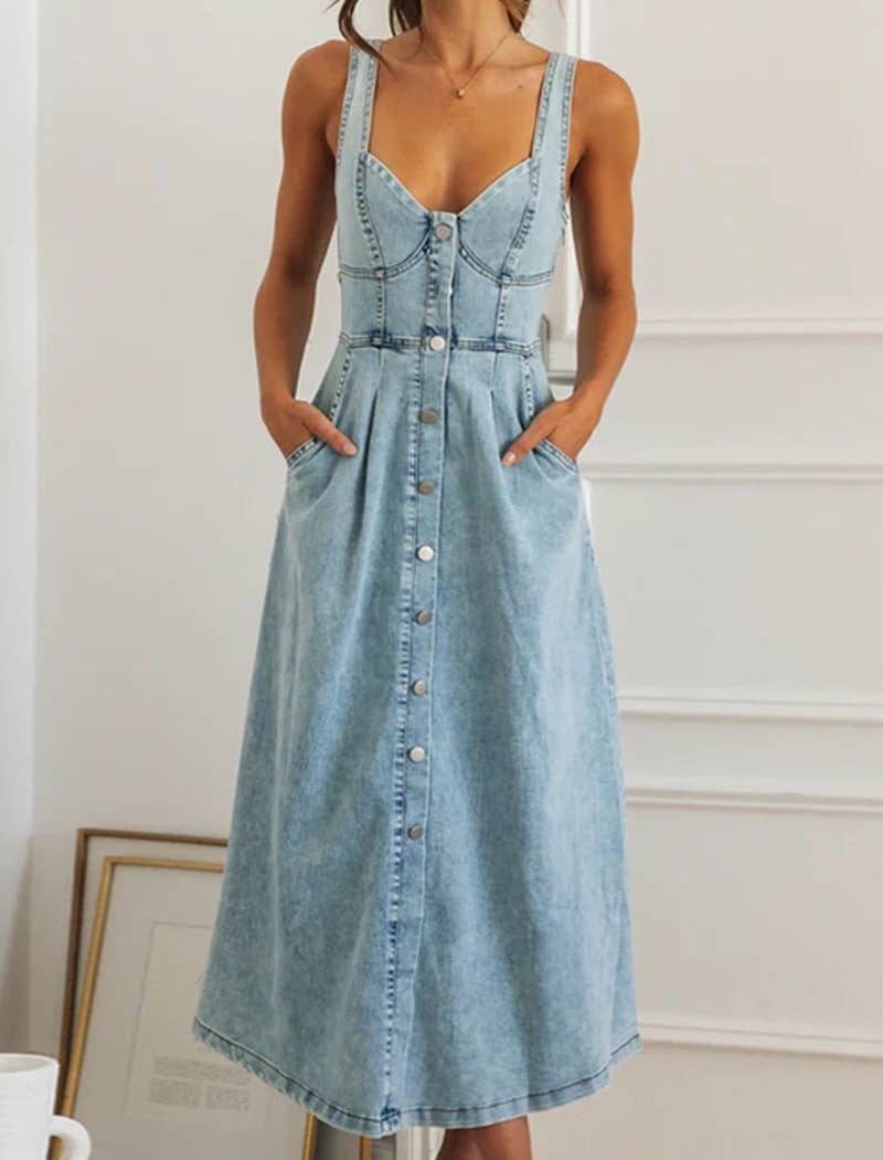 Buttoned Denim Dress