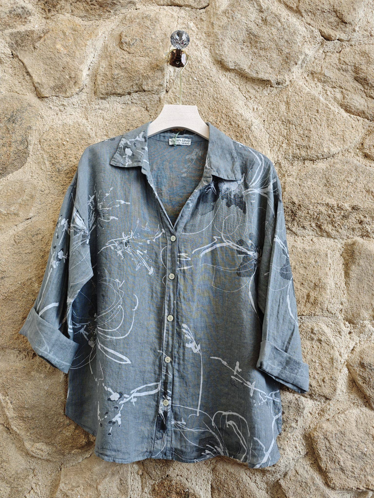 PRINTED 100% LINEN SHIRT