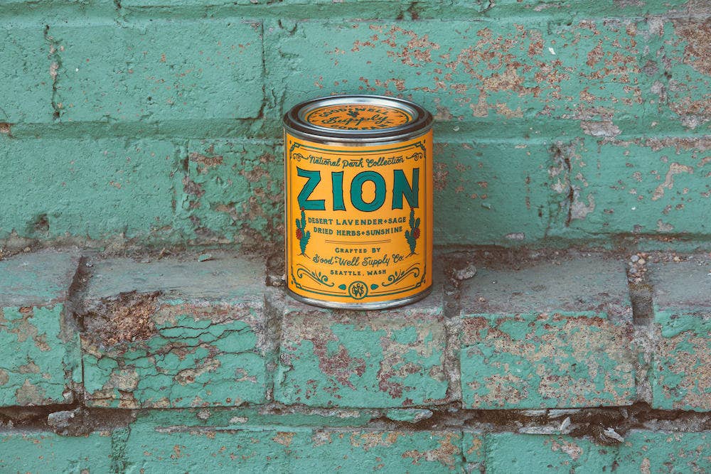 Zion National Park Candle: 1/2 Pint, Wood Wick
