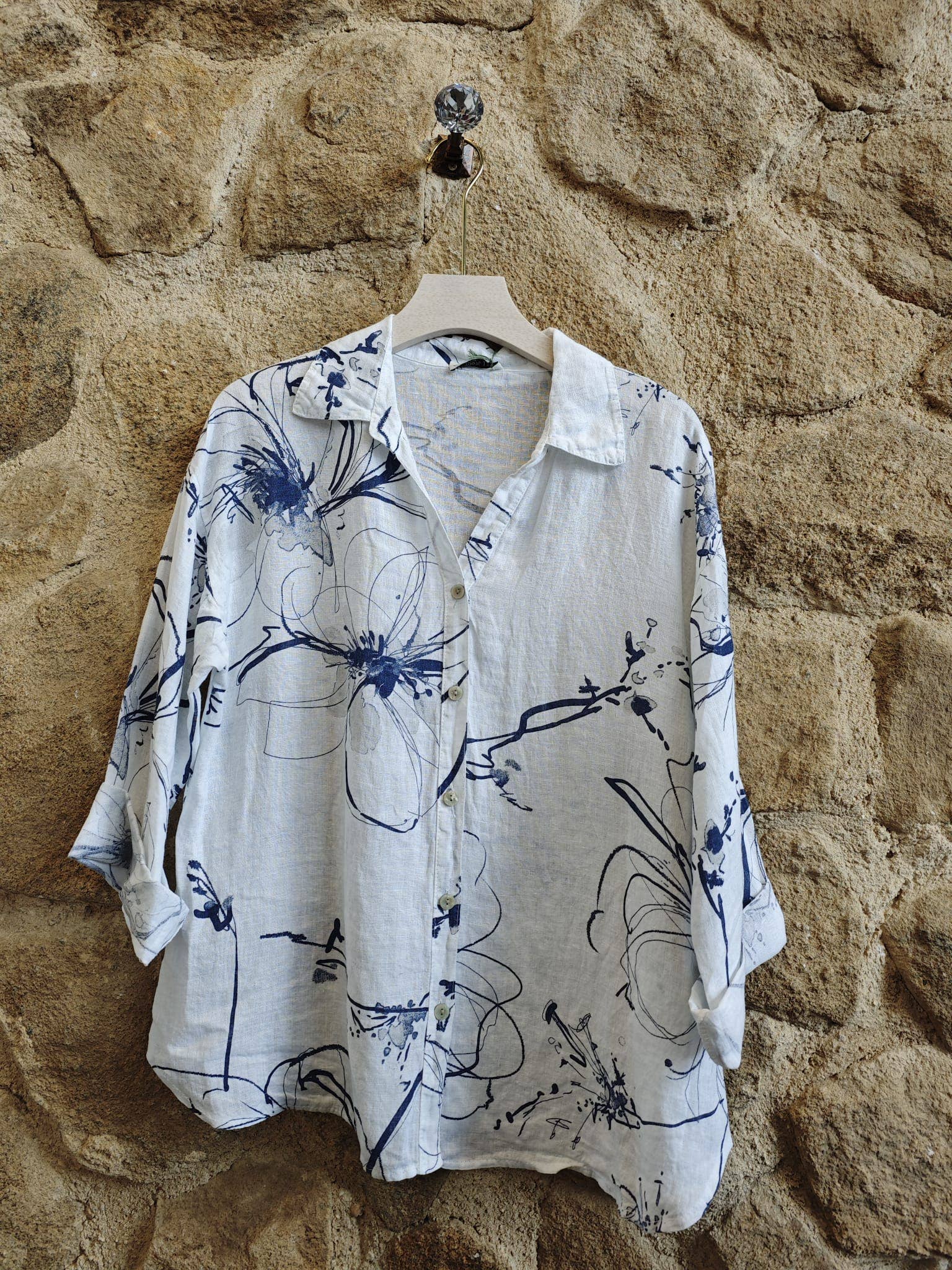 PRINTED 100% LINEN SHIRT
