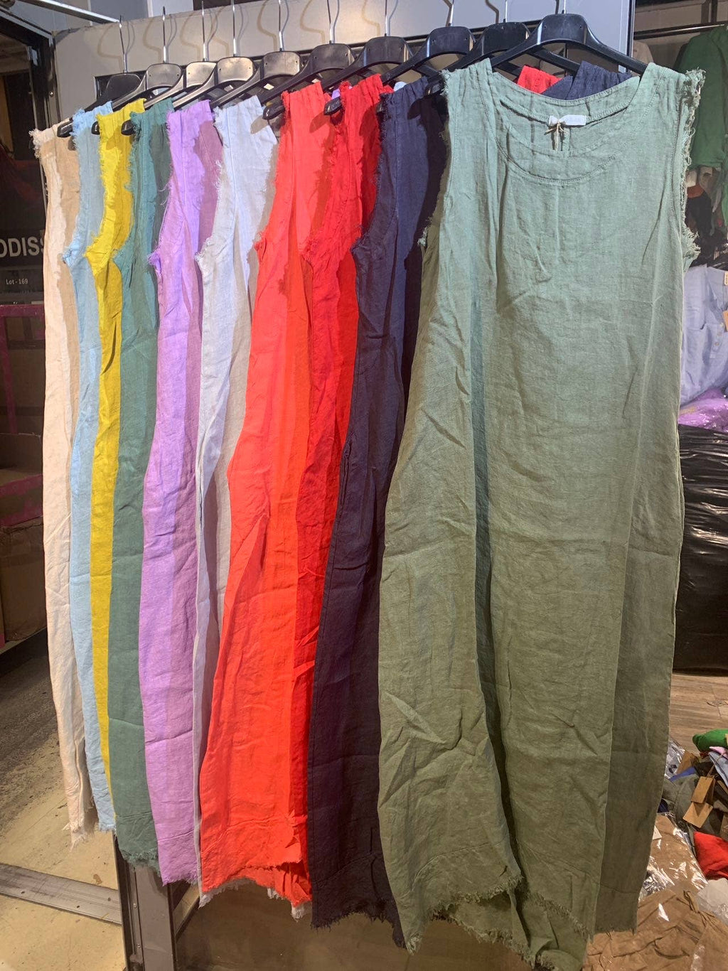 Sleeveless long dress 100% Linen