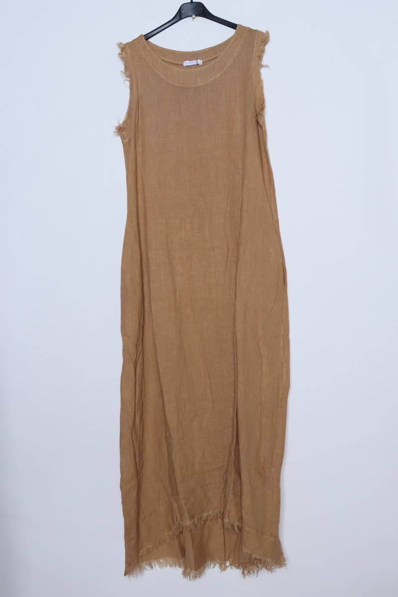 Sleeveless long dress 100% Linen