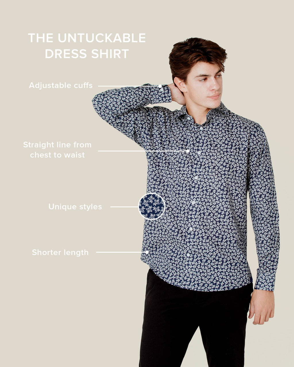 Floral Untuckable Classic Dress Shirt