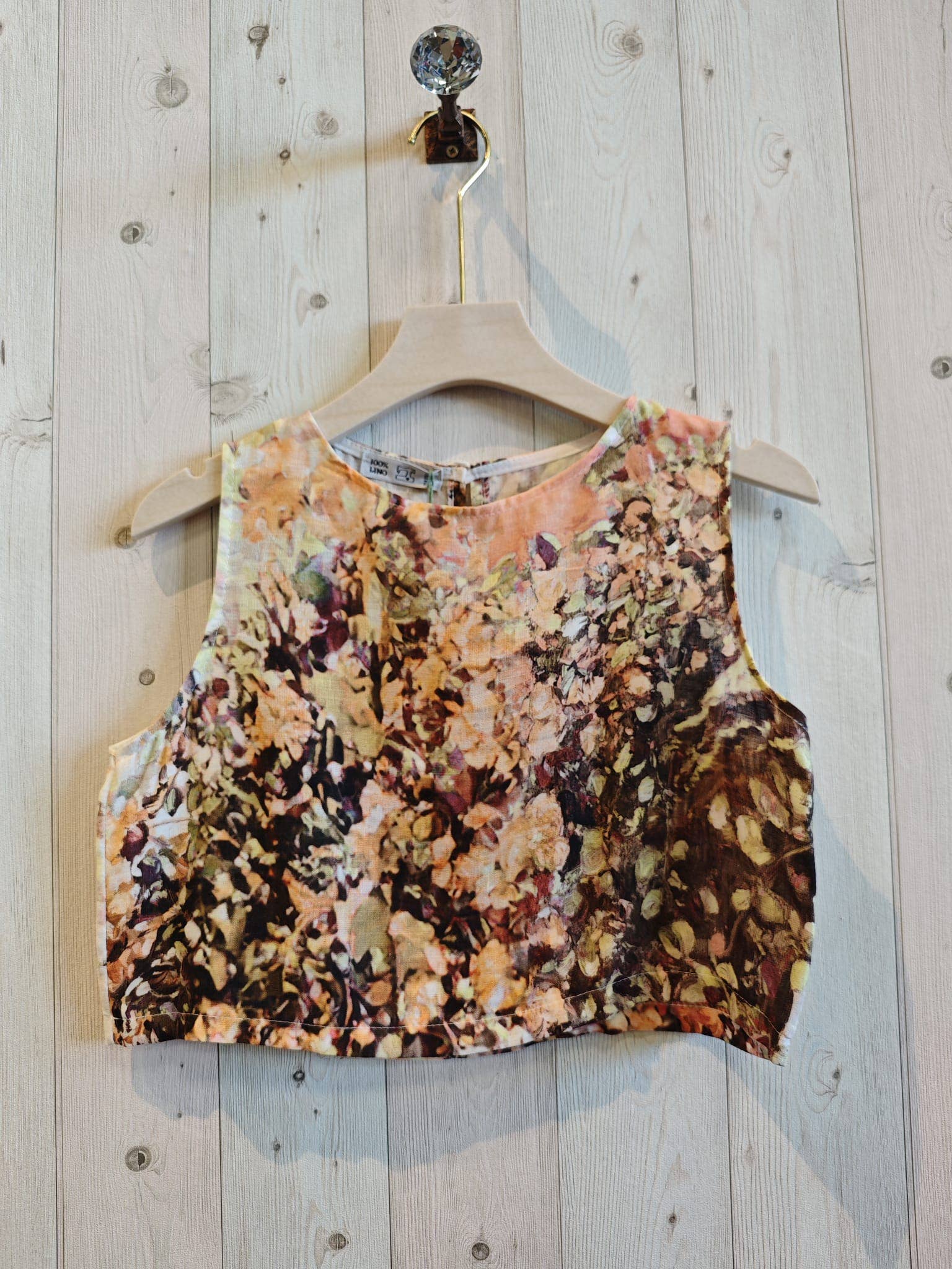 SHORT PRINTED TOP 100% LINEN