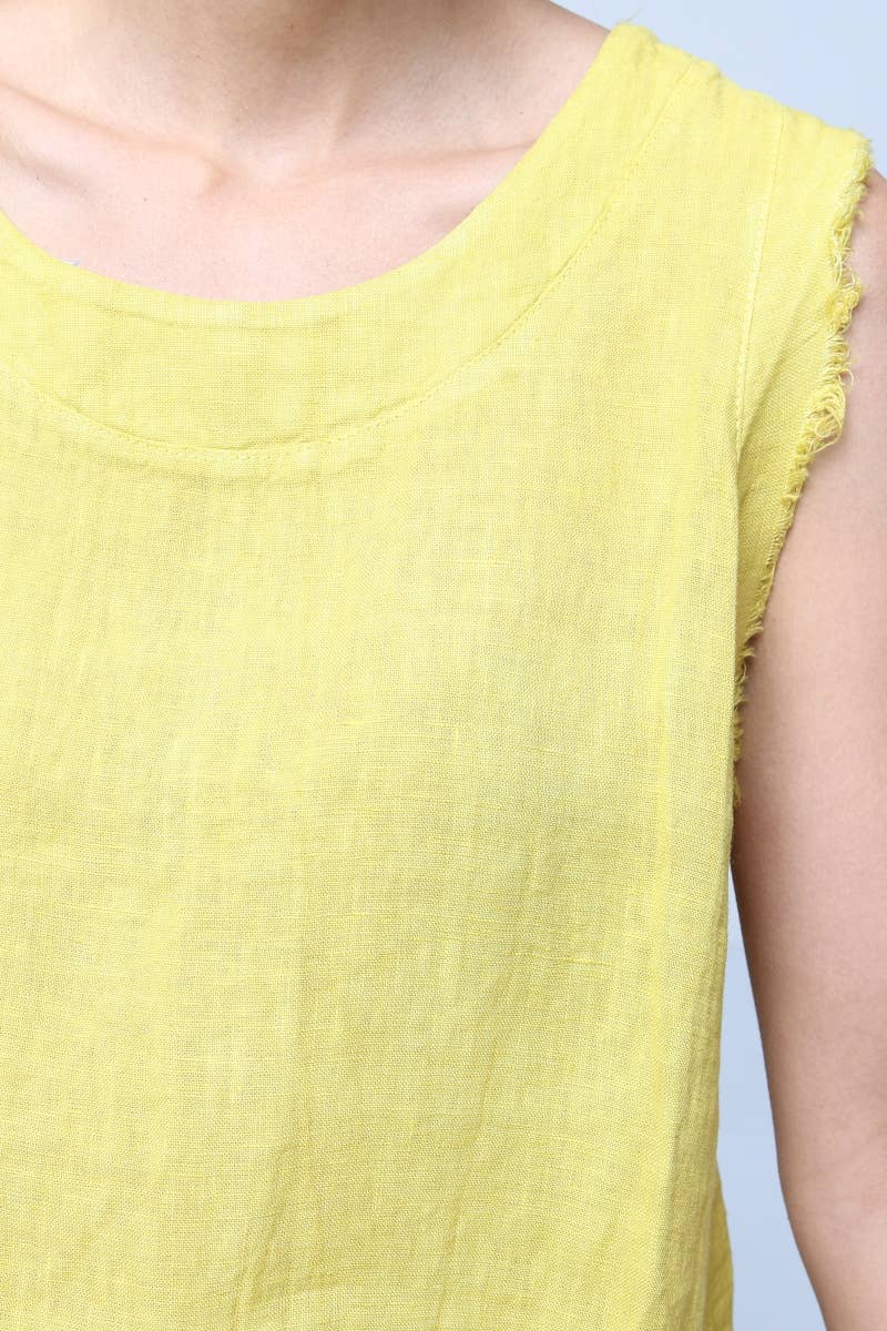 Sleeveless long dress 100% Linen