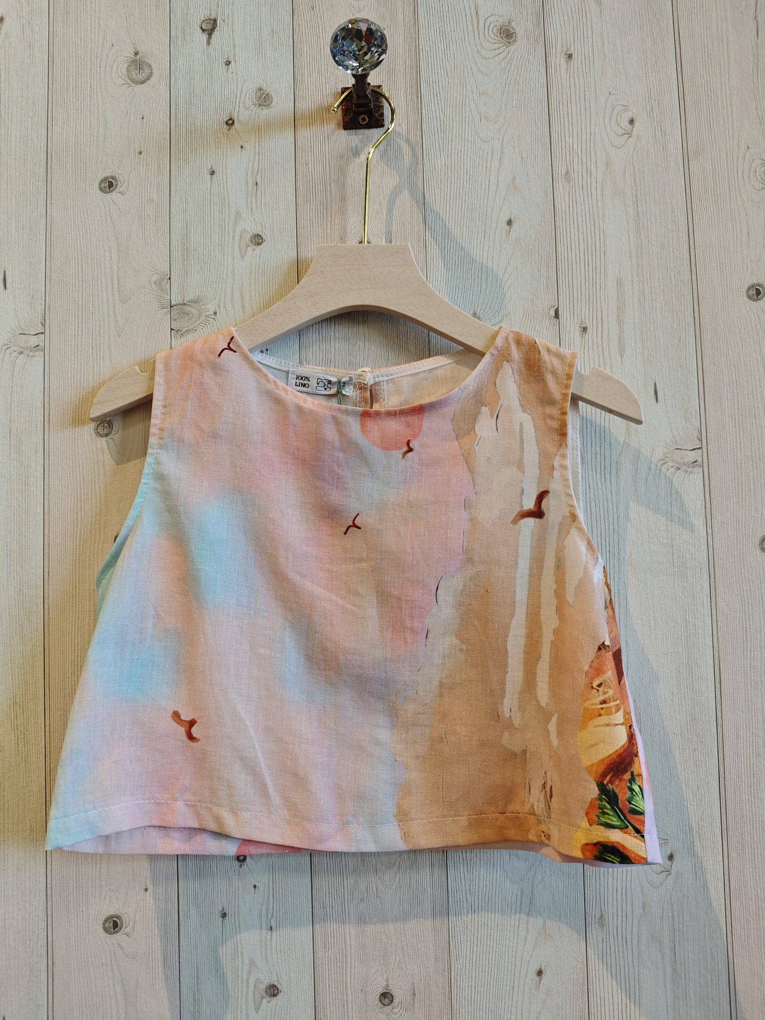 SHORT PRINTED TOP 100% LINEN
