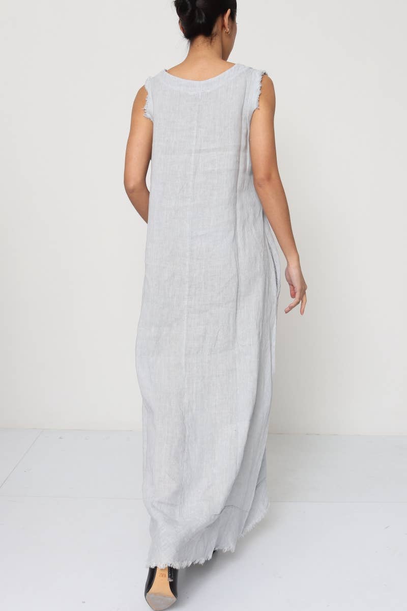Sleeveless long dress 100% Linen