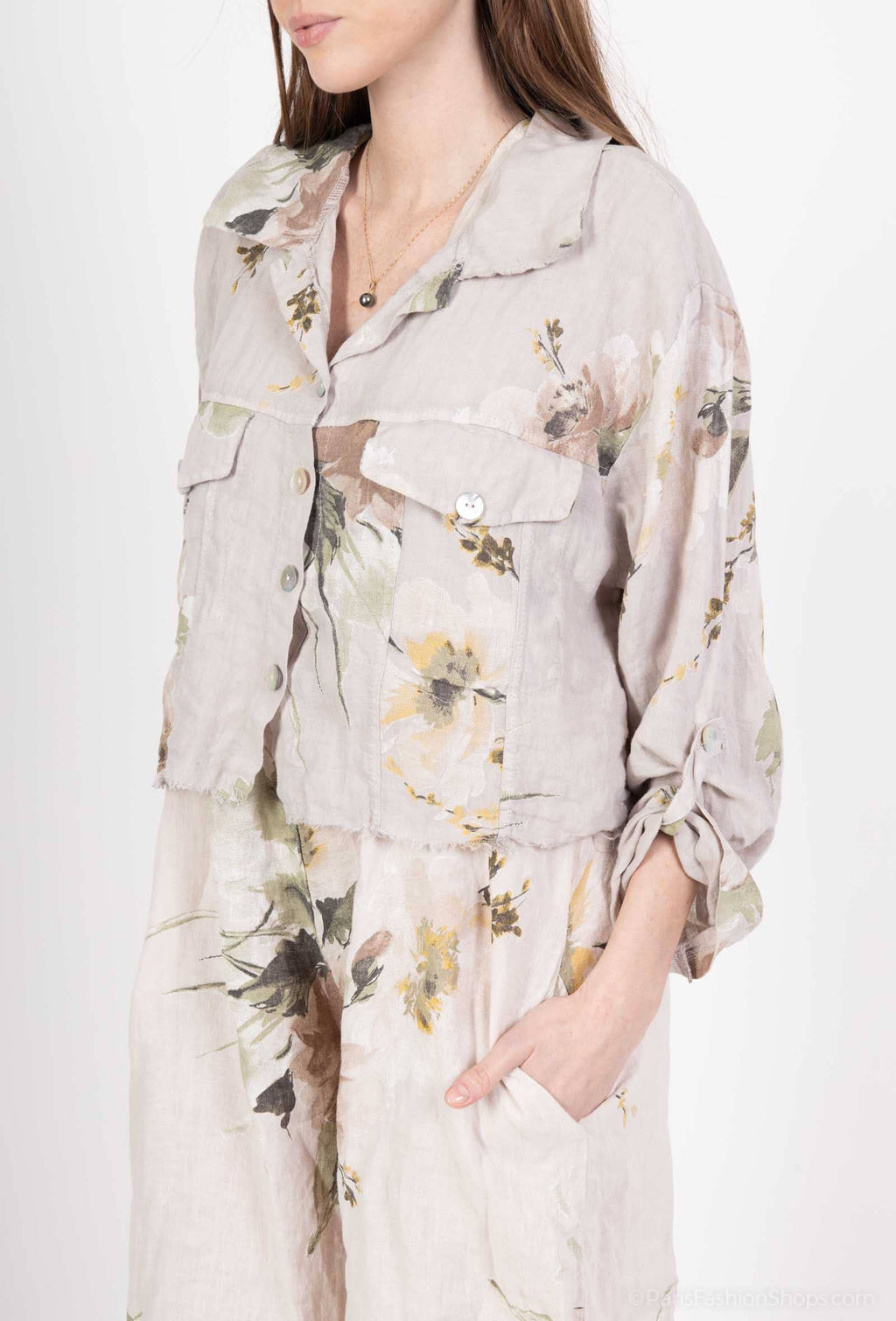 Floral linen jacket