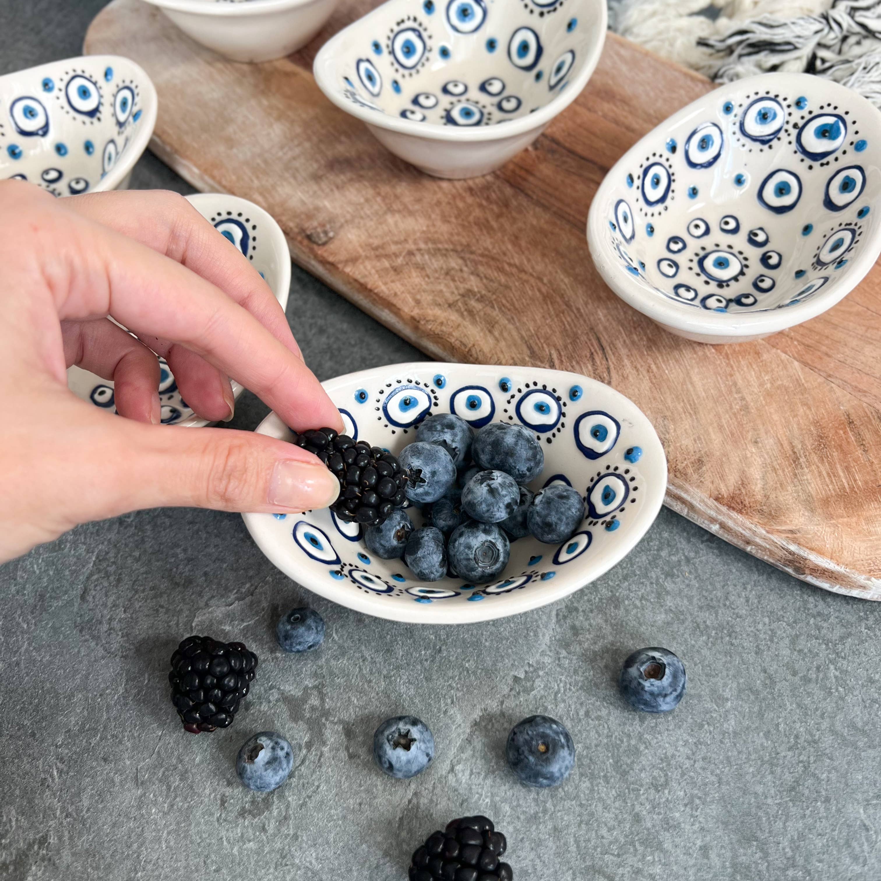 Evil Eye Pinch Bowls, Handmade Bowls