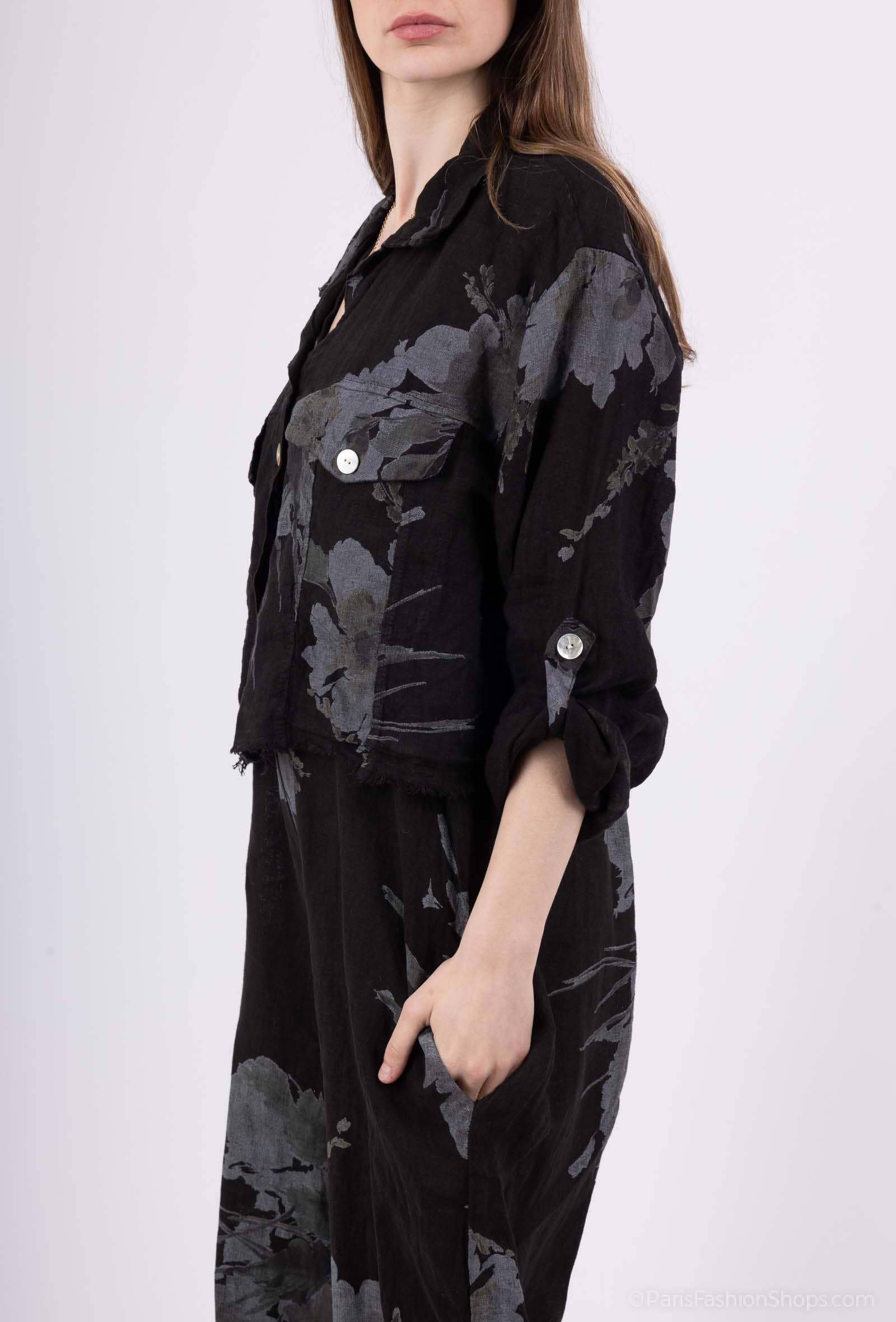 Floral linen jacket