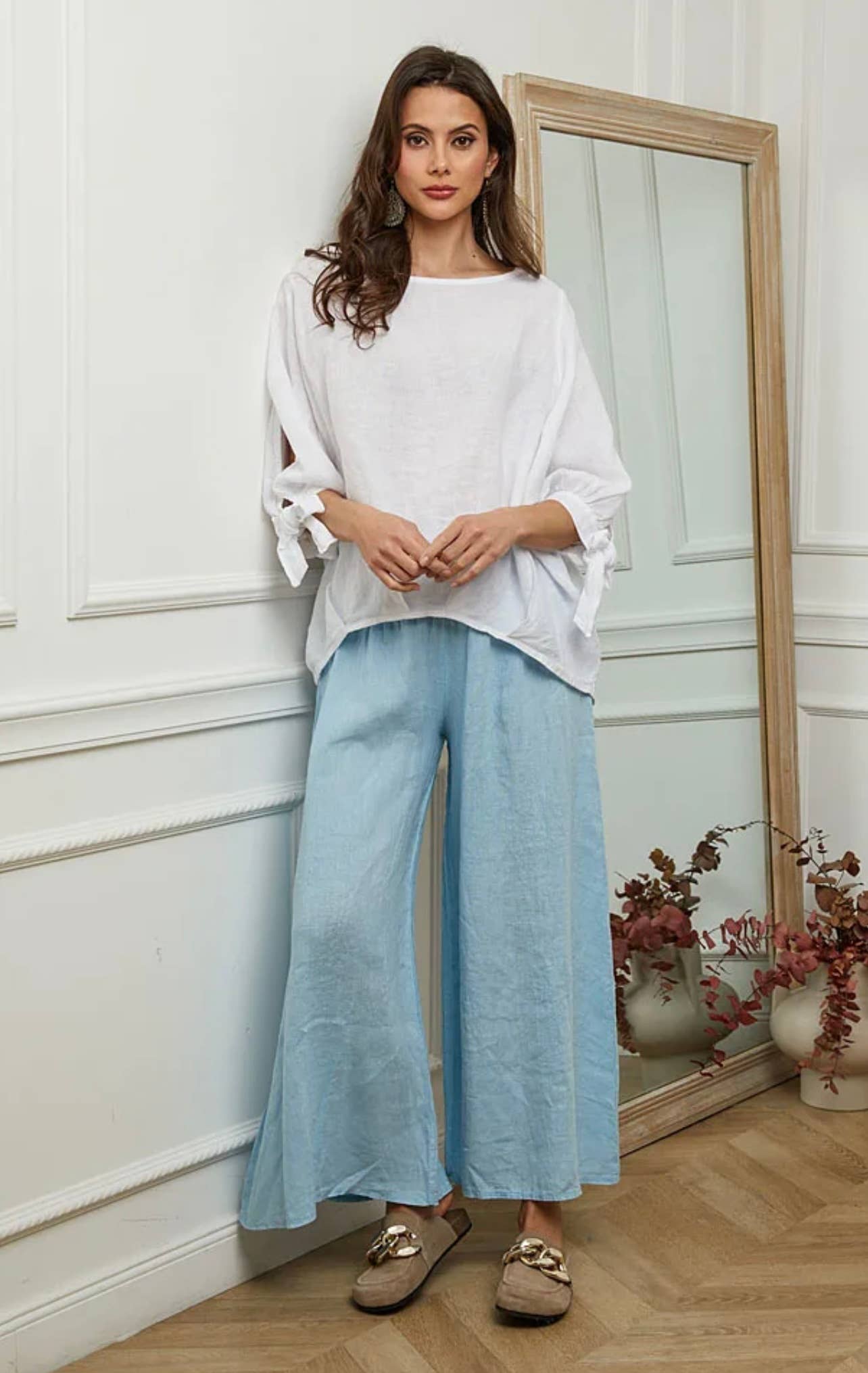 100% Linen Wide Leg Pant