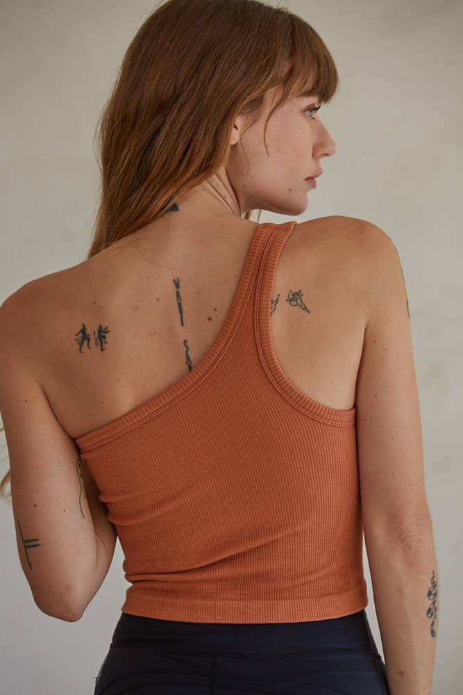 One Shoulder Ribbed Top