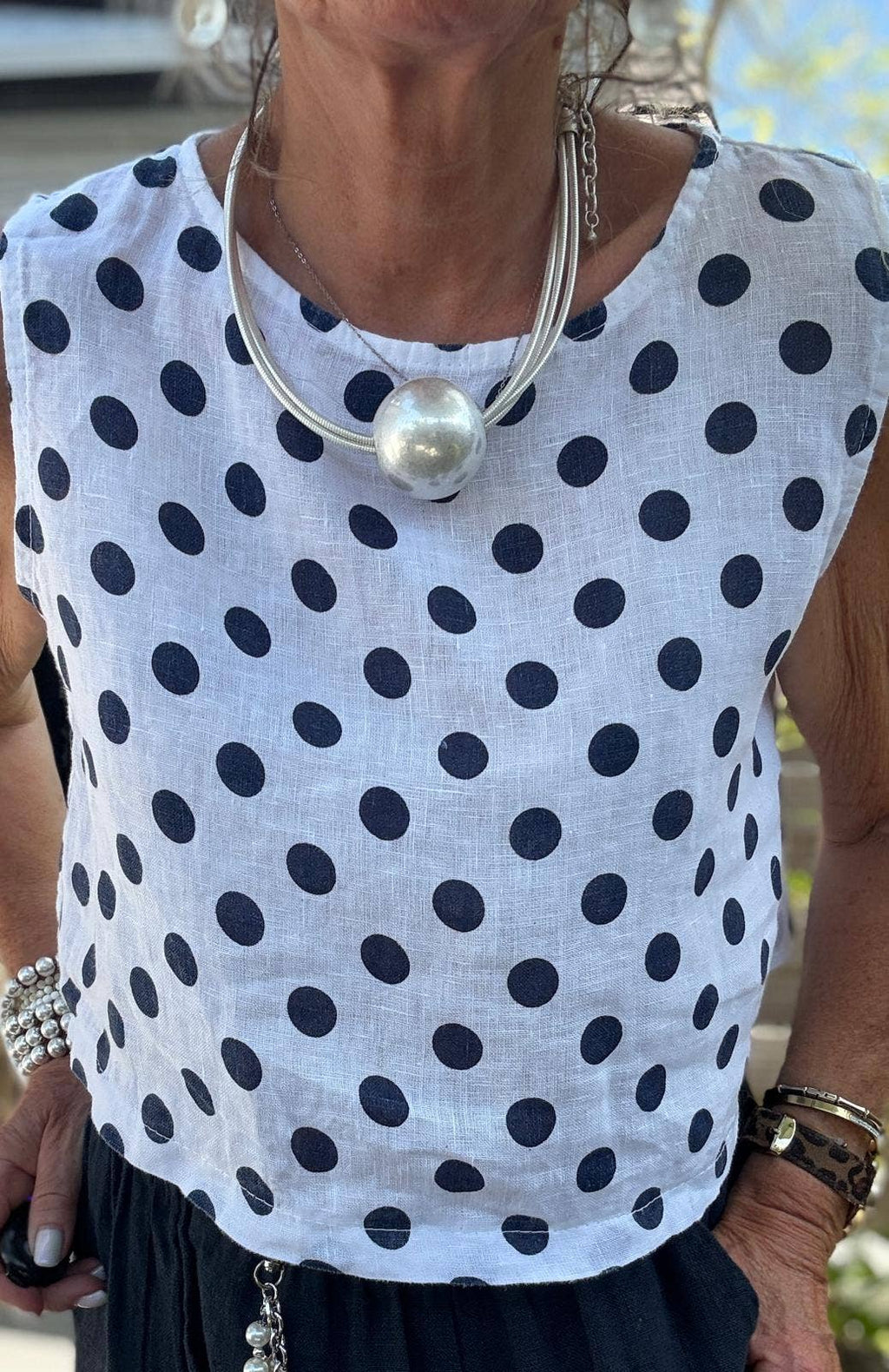 LINEN POLKA DOT CP