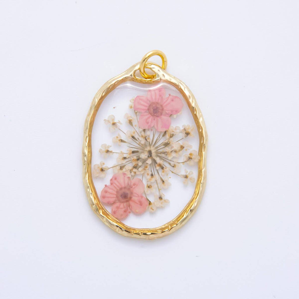18K GF Oval Resin Wildflower