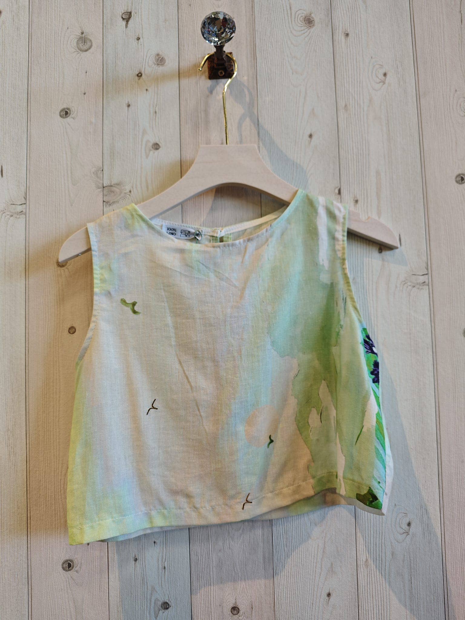 SHORT PRINTED TOP 100% LINEN