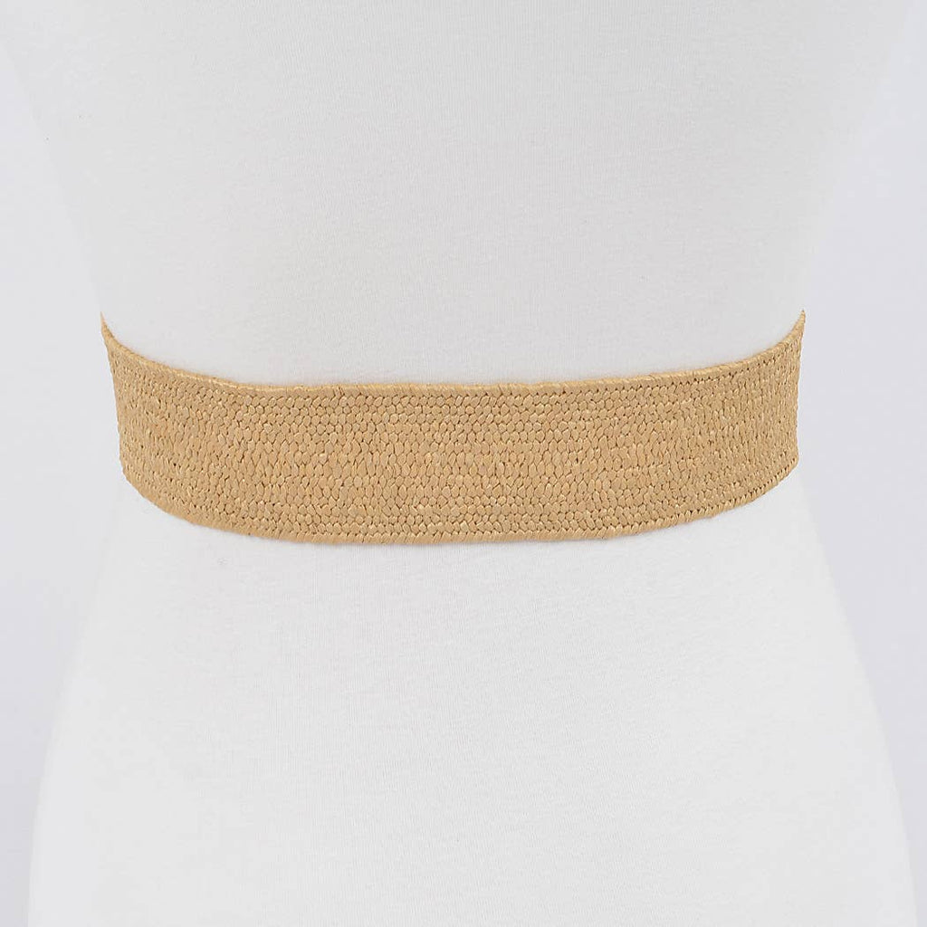 Metal Faux Straw Elastic Belt
