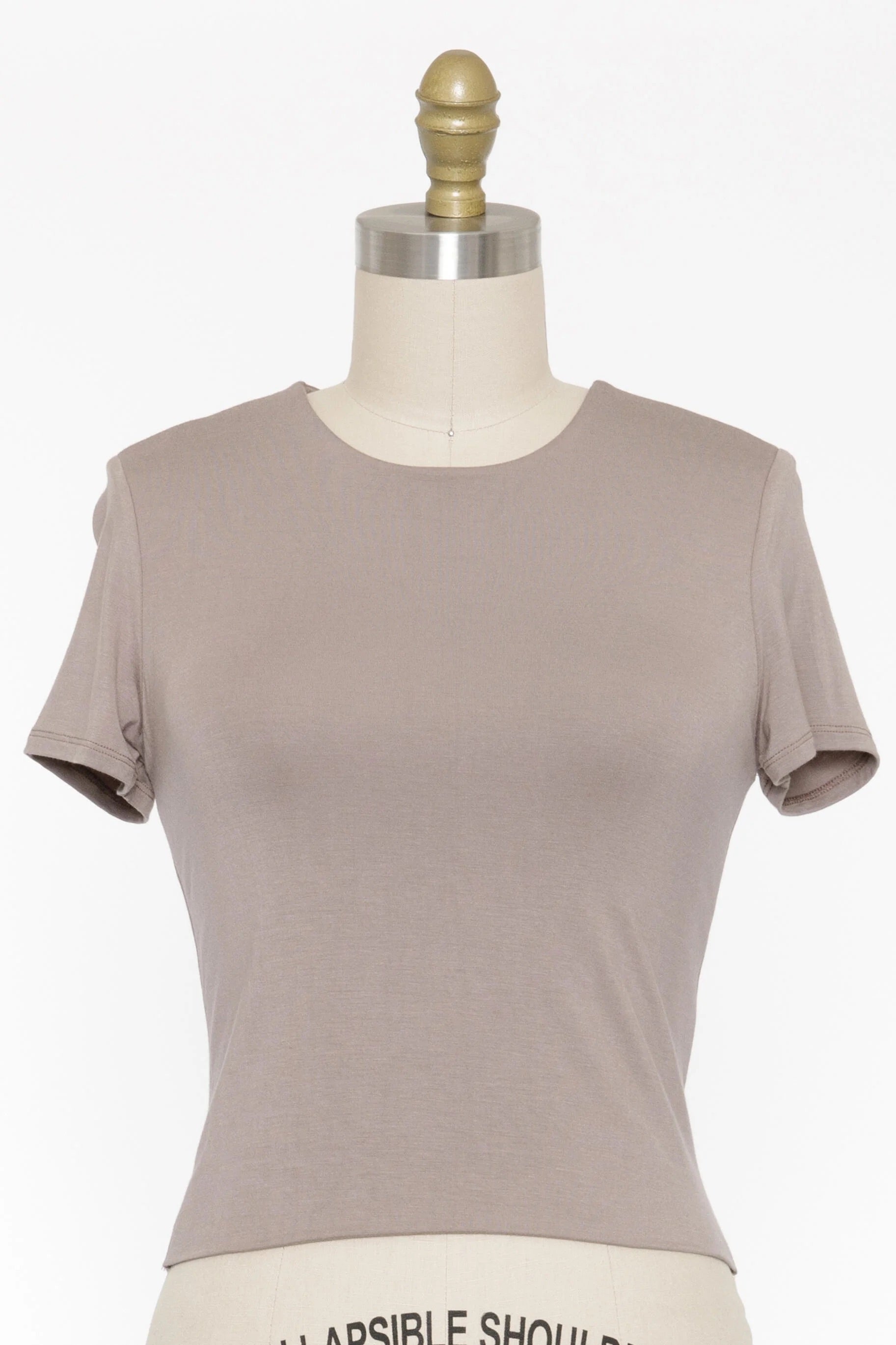 RAYON MODAL ROUND NECK SHORT SLEEVE CROP TOP