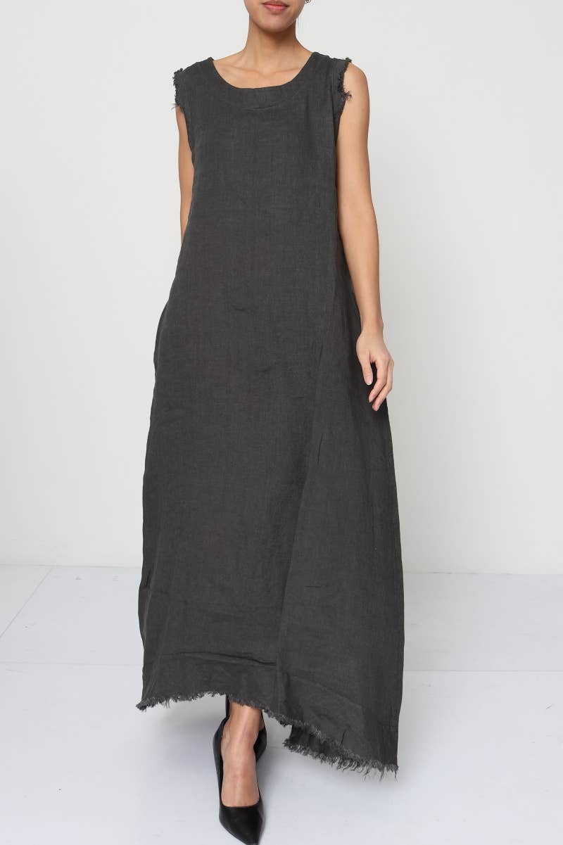 Sleeveless long dress 100% Linen