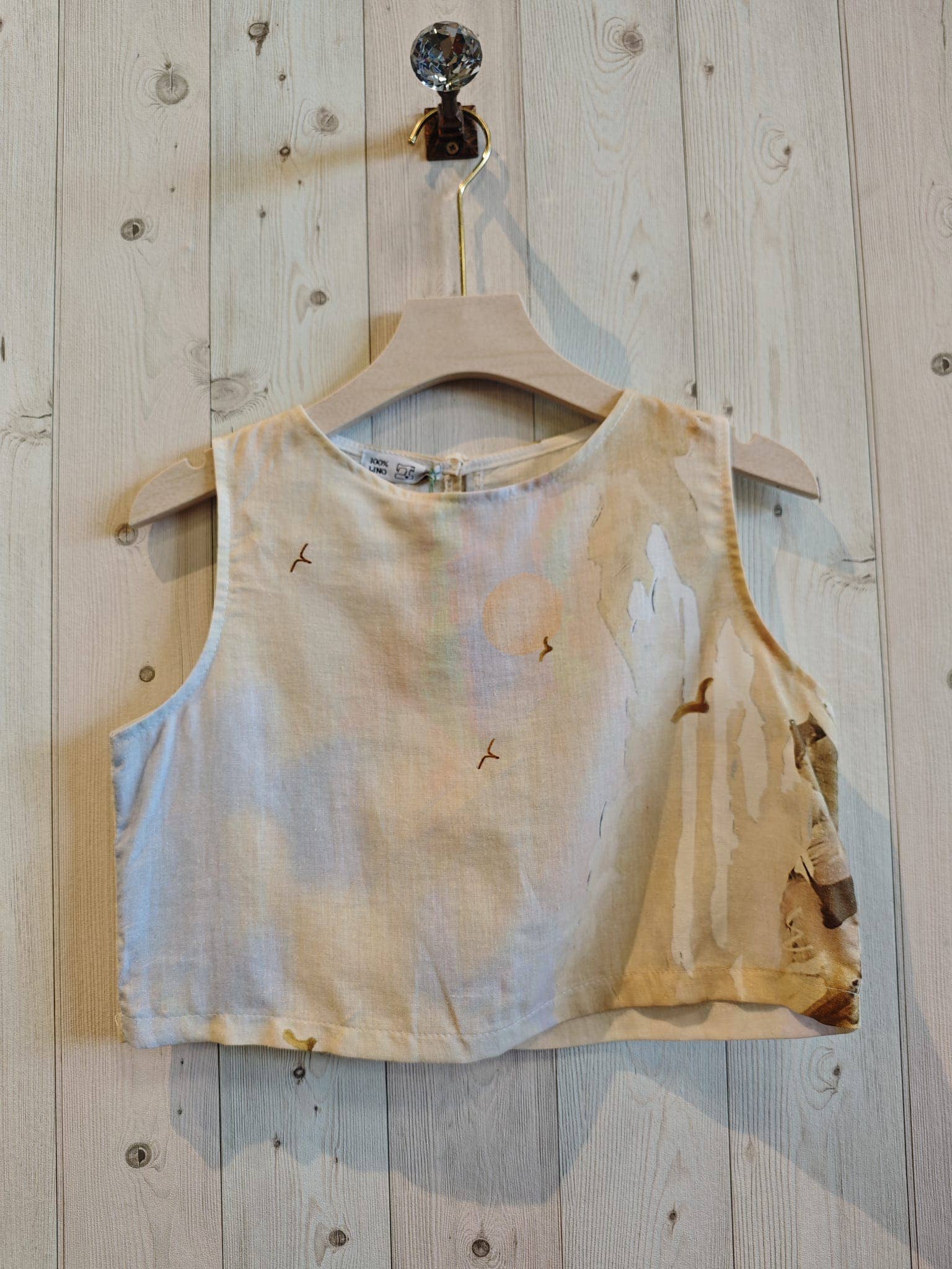 SHORT PRINTED TOP 100% LINEN