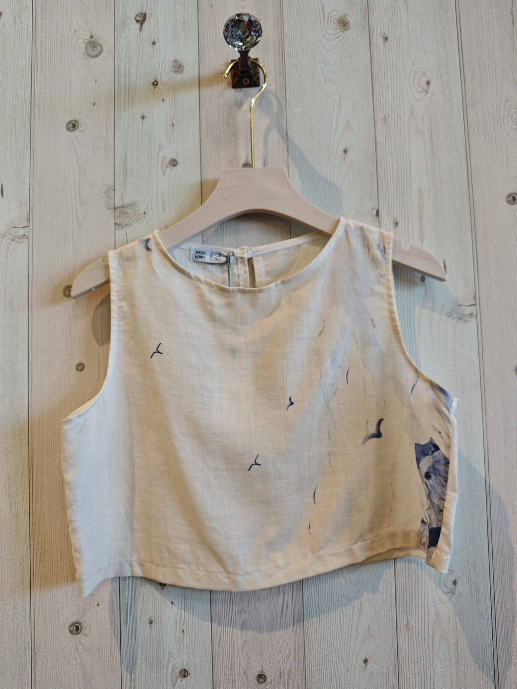 SHORT PRINTED TOP 100% LINEN