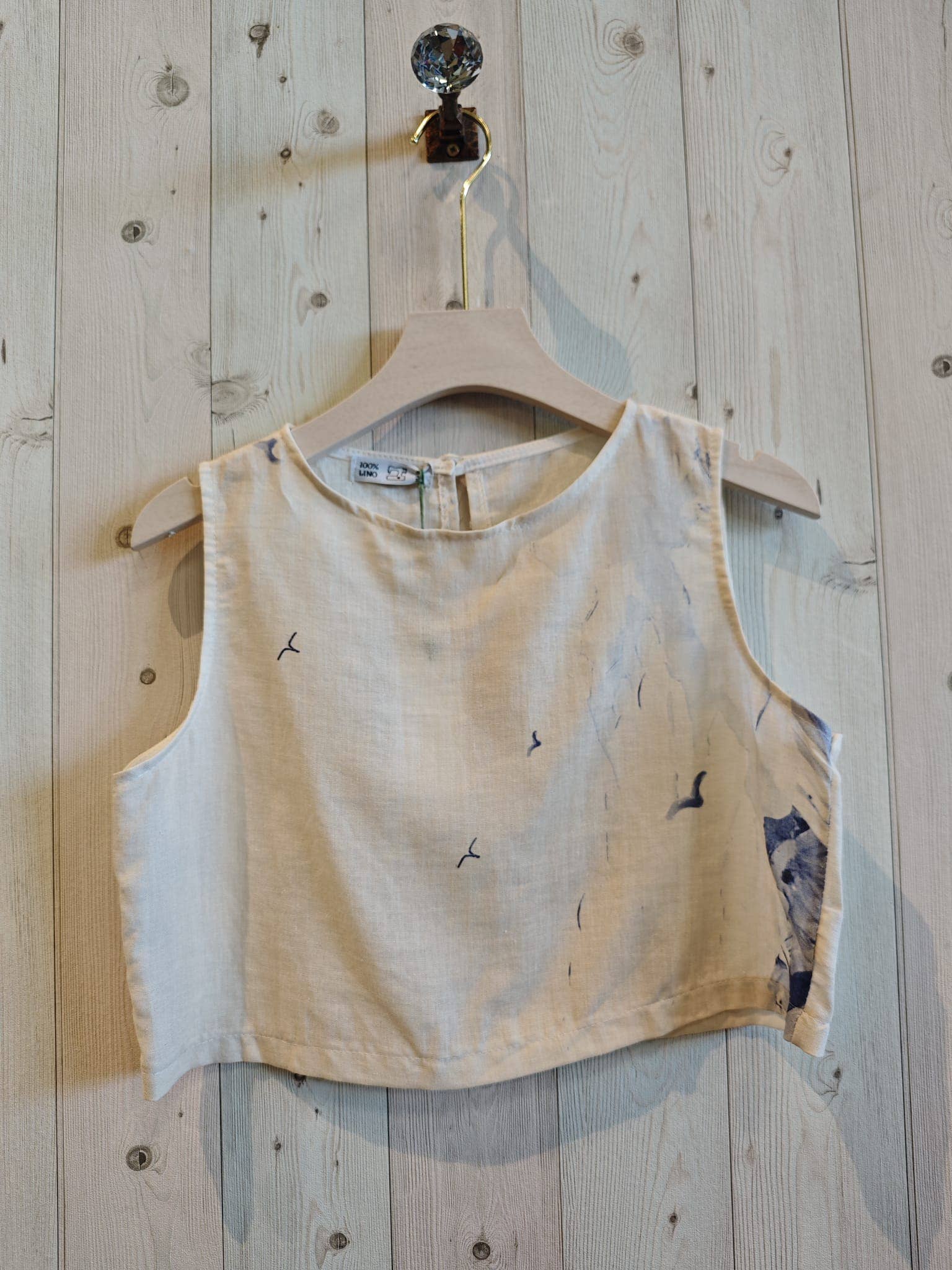 SHORT PRINTED TOP 100% LINEN