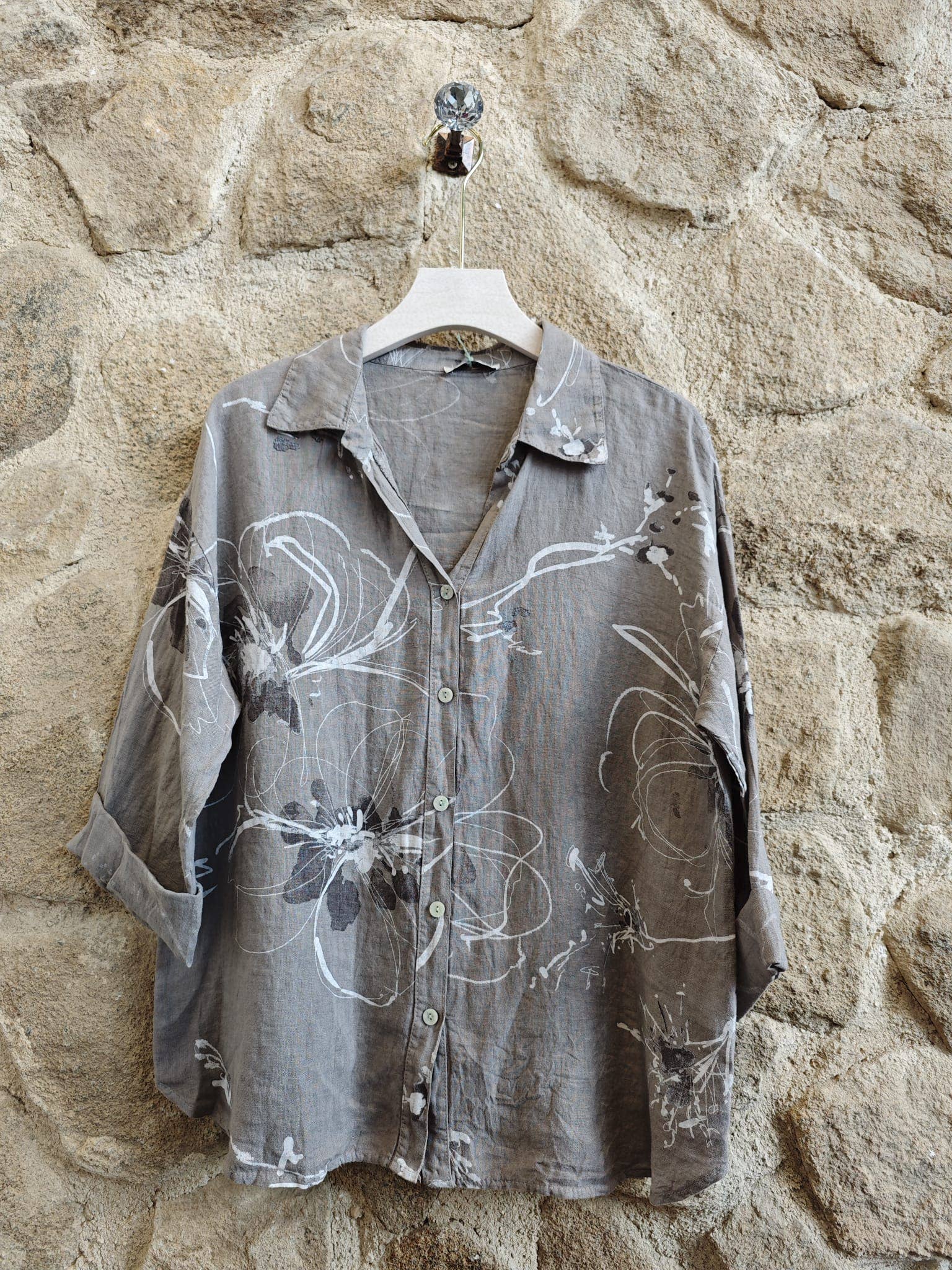 PRINTED 100% LINEN SHIRT