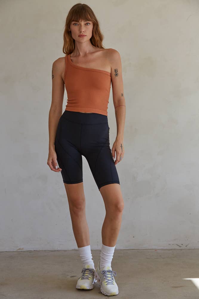 One Shoulder Ribbed Top