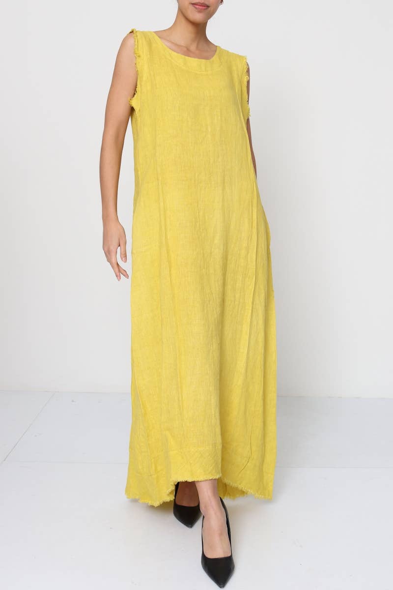 Sleeveless long dress 100% Linen