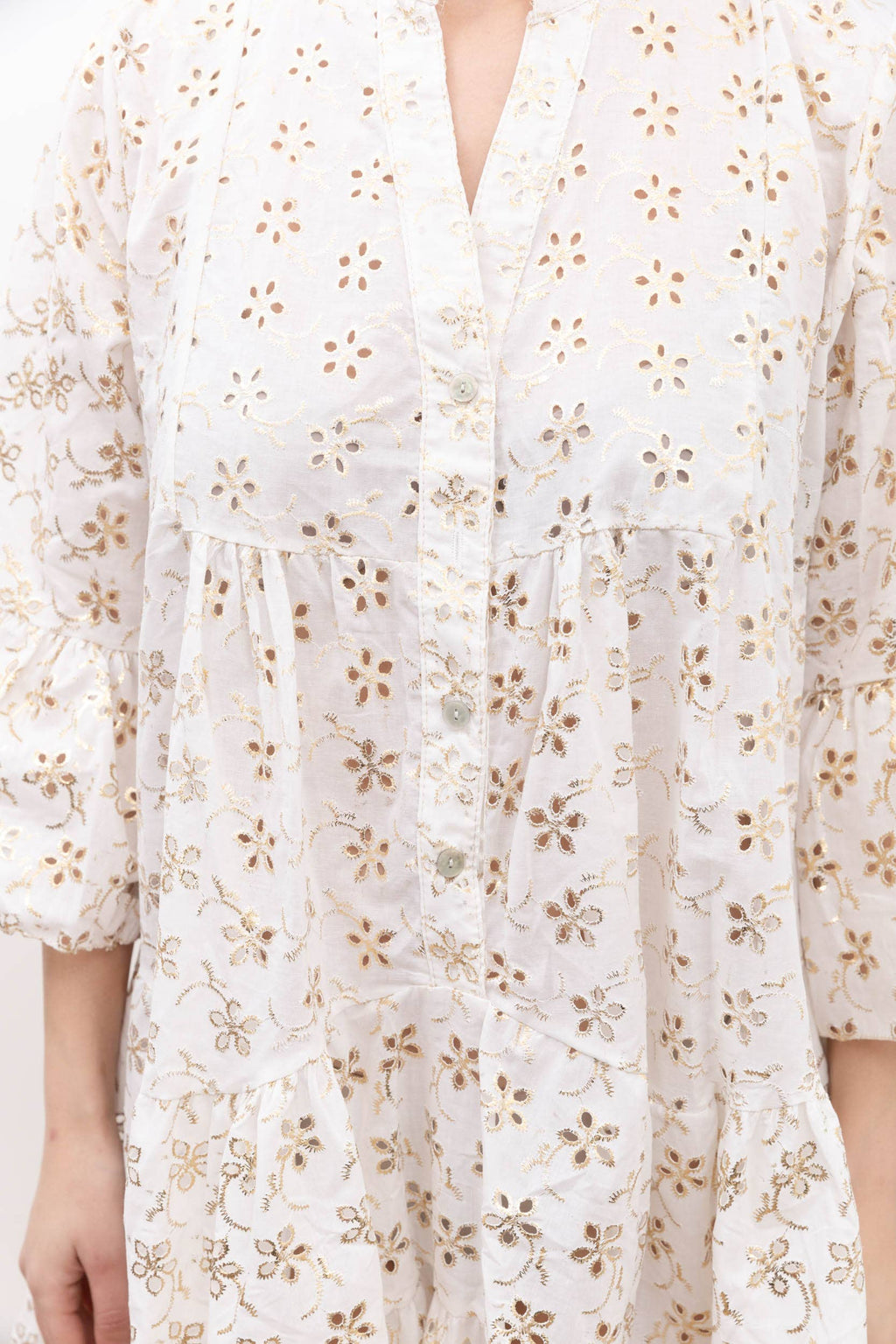 Metallic embroidered mini dress